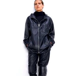 Zara Overzized Black Faux Leather Jacket S